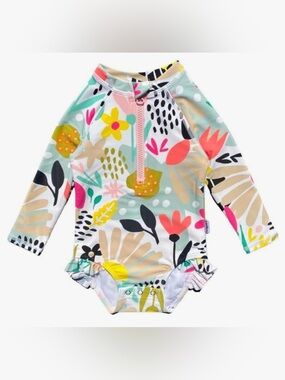 Sunguard Swim Emily Long Sleeve Half-Zip Floral Printed Swimsuit 6-9 Months